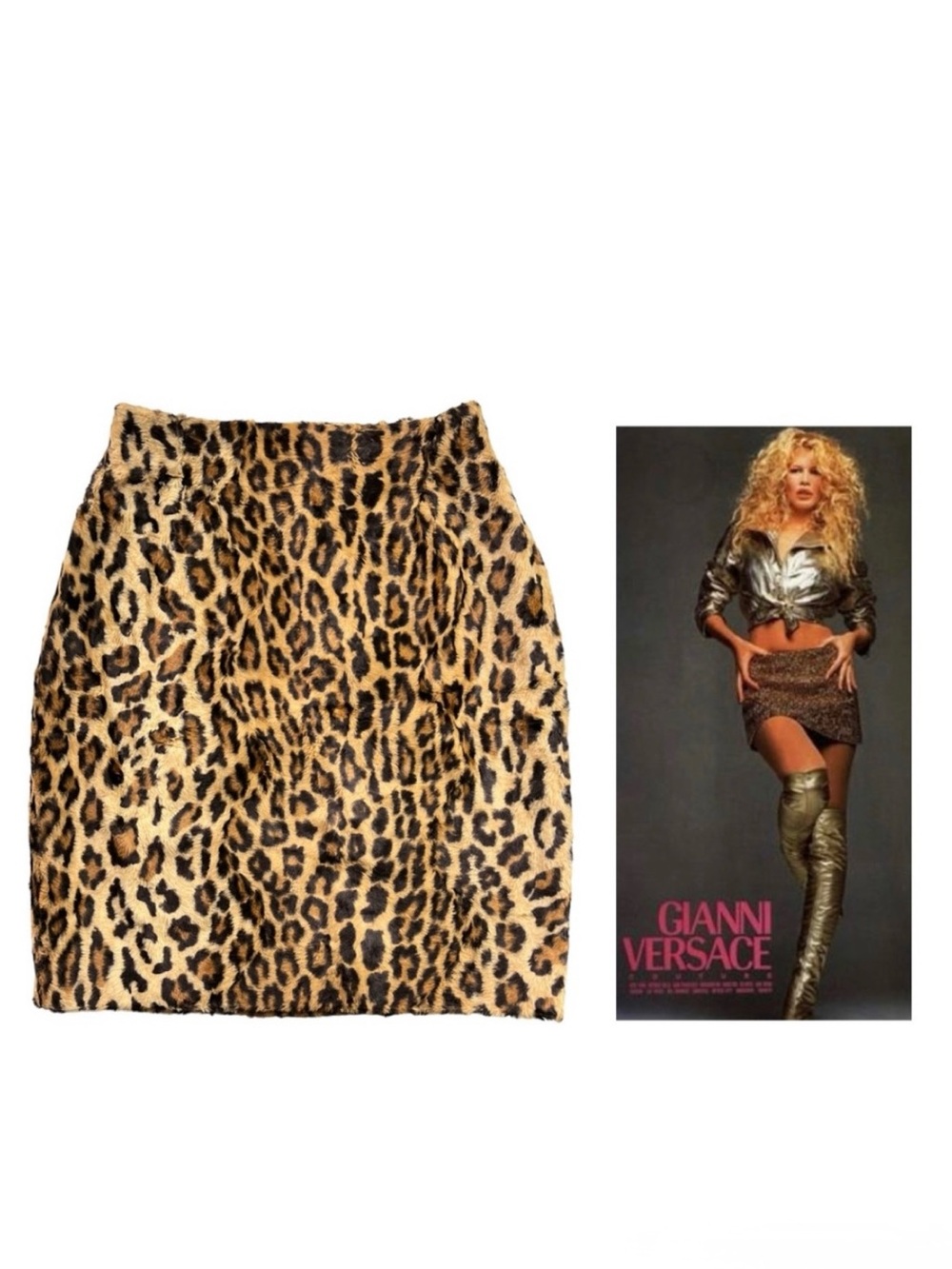 Vintage Istante by Gianni Versace Leopard Print Skirt Size 42